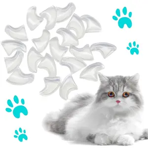 100pcs Cat Nail Caps Clear Cat Claw Covers Kitten Nail Caps with Adhesives and Applicators