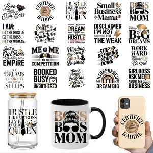 UV DTF Cup Wrap Set, Sticker Packs, 20pcs Inspirational Design for 16 Oz Glass Cups & Mug, Waterproof Customizable Decoration for Personalized Gifts