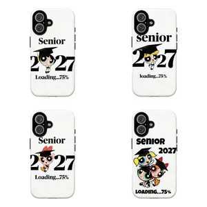 Cute Powerpuff Girls Graduation Phone Case|Bubbles, Blossom & Buttercup with Grad Cap "Senior 2027" Print Protective Cover For iPhone 17 Pro Max 16 15 14 13 12 11 for Samsung S21 S22 S23 S24 S25 S26 Phone Case|Best Gift