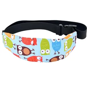 Adjustable Baby Head Support Strap for Car Seat & Stroller – Soft Cotton Toddler Headrest Band for Travel, Pram & Infant Carrier (Owl Design)