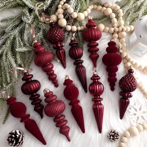 Unique Christmas Ornaments Set Multicolor Christams Decor for Neutral Christmas Vintage Retro Burgundy Red & Green Classic Christmas Blue & White Christmas Decorations for Xmas Tree Nostalgic Christmas Tree Decor Home Holiday Party Navidad Decoración