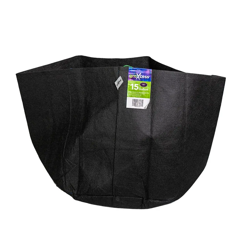 GroXcess Pro Black 15-GAL Fabric Pot No Handles