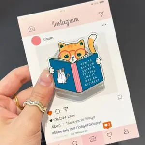 This Holds My FicHow To Buy New Books Cat MagSafe Phone Grip Kawaii Cat Reading Book Magnetic Popgrip, Funny Meme Phone Holder, Cute Gift for Book Lover