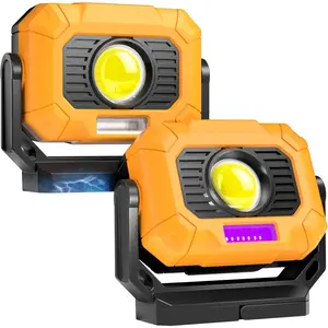 2Pack  Work Light Rechargeable, 1500LM LED Work Light, 360? Rotating Stand 3 Color Temperature 12 Modes  Bright Flashlight for Mechanic, Shop, Working on , Power Outages