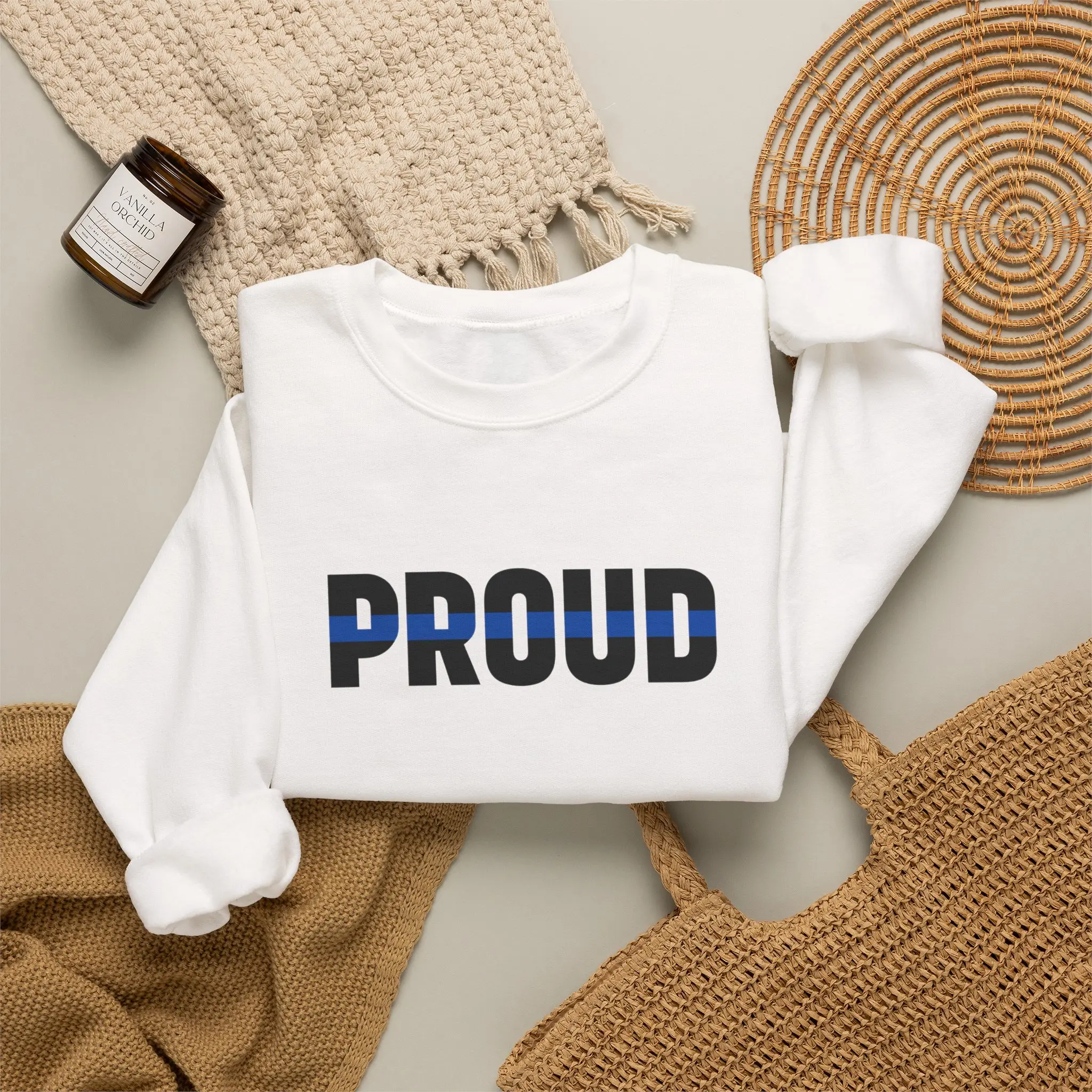 Proud Police Crewneck Cop Wife Police Mom Sweatshirt Thin Blue Line Sweatshirt Police Officer Gift Law Enforcement Hoodie Back The Blue