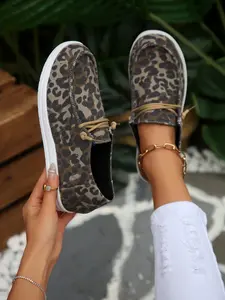 Vintage Leopard Print Canvas Shoes, Comfortable Lightweight Design, Slip-On Convenience, Perfect for Daily Commute & Casual Outing, Spring Summer Essential