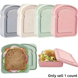 1pc Bento Box, Sandwich Container, Lunch Box Plastic Toast Shaped Food Storage Sandwich Box With Lid, Reusable, Microwave And Dishwasher Friendly, Suitable For Family Or Adults, Kitchen Supplies Back To School, Reusable Snack Box