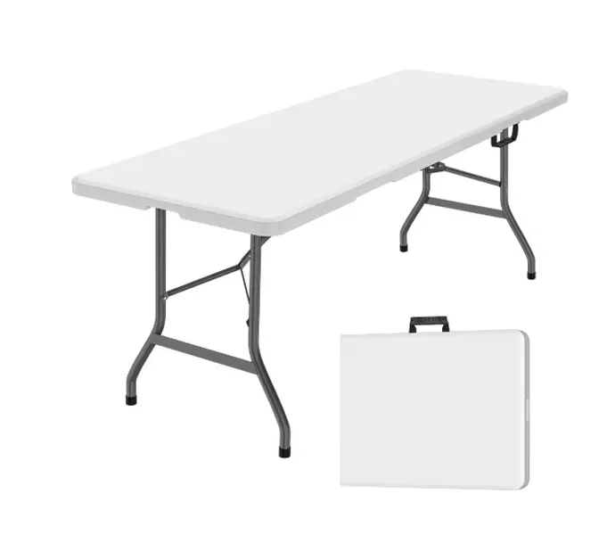 Leumius 6 Foot Folding Table,Outdoor Folding Table w/Handle,White
