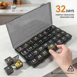 ASTRAVEA 31 Day Monthly Pill Organizer, Easy Push-Open Arthritis Friendly Pill Box with Removable Daily Pods
