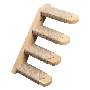 Cat Wall Shelves, Cat Climbing Shelves for Indoor Cats, Wall Mounted Cat Steps, 4-Tier Cat Stairs with Jute Scratcher, Kitten Perch Platform, Space Saving Cat Furniture, Heavy Duty Cat Wall Shelf, Cat Walk Furniture