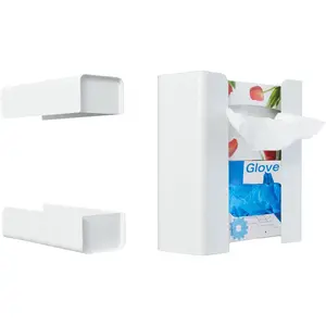 Modular  Glove Dispenser Tissue Box Holder - Freely Combinable Organizer for Kitchen, Fridge, Garage, Laundry Room - Detachable Design for Versatile Storage (White)