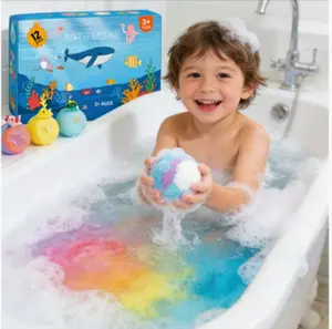 12 Pack Kids Bath Bombs with Surprise Sea Animal Toys Inside, Fizzy & Colorful Bath Balls for Toddlers 3+, Great Birthday Gift for Boys & Girls