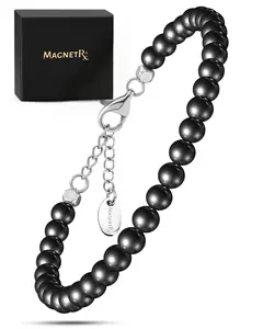 MagnetRX Hematite Magnetic Anklet For Women (6mm Round Beads)