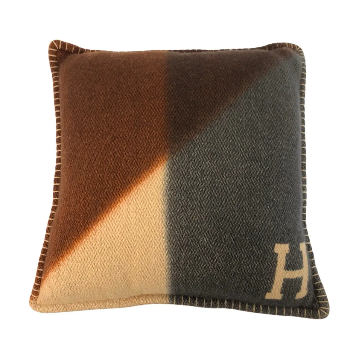 Pre-owned HERMÈS Cashmere Small Leather Goods Hermes H Pythagore Cushion