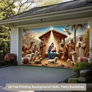 1-Roll Extra Large Jesus Nativity Scene Banner - Large 157x71 Inch (4x6ft) - Heavy-Duty Polyester Fabric with Mary, Joseph, Shepherds, Camels - Indoor/Outdoor/Party Decorations for Christmas, Church, Home - No Electricity Needed - Easy Hang