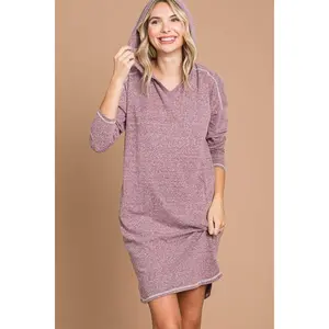 Culture Code Full Size Hooded Long Sleeve Sweater Dress