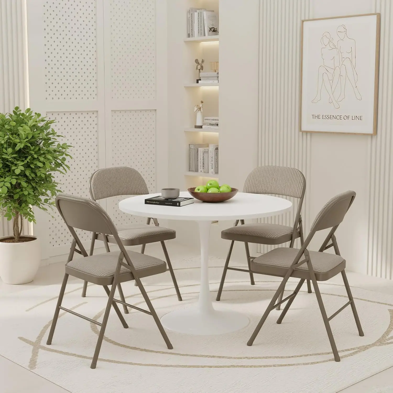 4 Pack Folding Chairs, Fabric Dining Chair Set with Padded Cushion and Back, Indoor Outdoor Seat for Home Office Events Wedding Party
