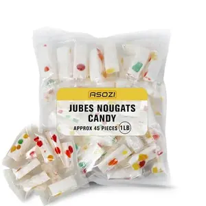 Warpped Nougat Candy with Fruity Jelly Beans 16 oz Colorful Fruity Fresh Delicious Individually Wrapped Jube Nougat Candy Treats Gluten Free Family Size 1lb by ASOZI