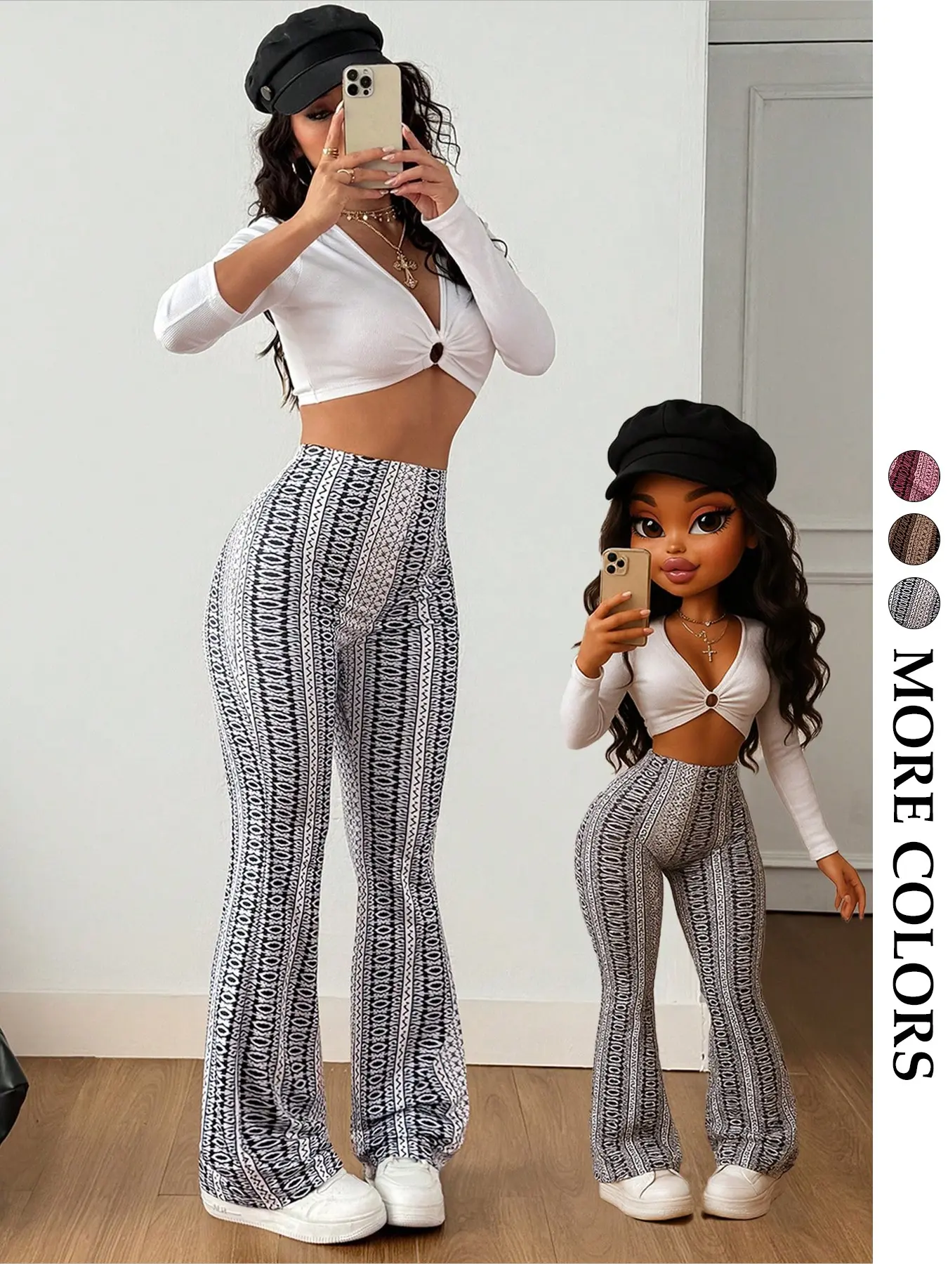 Women's All-Season High-Waist Zebra Stripe Bell Bottom Pants, Casual Trousers, Casual Fashion Bottoms, Casual Summer Pants, Casual Fitted A-Type Long Pants for Fashionable Leisure Style Everyday Womenswear