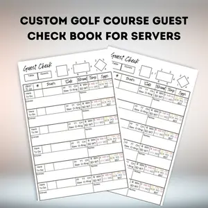 Custom Golf Course Guest Check Book for Servers - Easy Order Pad with Drink, Side, Temp, & Bread Options - Homemade Physical Product