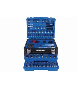 Kobalt 297-Piece Standard (SAE) and Metric Polished Chrome Mechanics Tool Set with Hard Case - Ideal for Automotive and Home Use