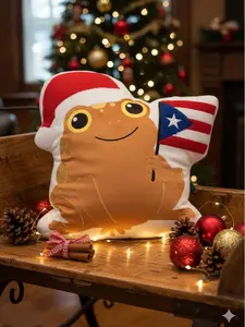 Coquí Christmas Pillow - Adorable Puerto Rican Frog Santa Plush Toy & Holiday Home Decor