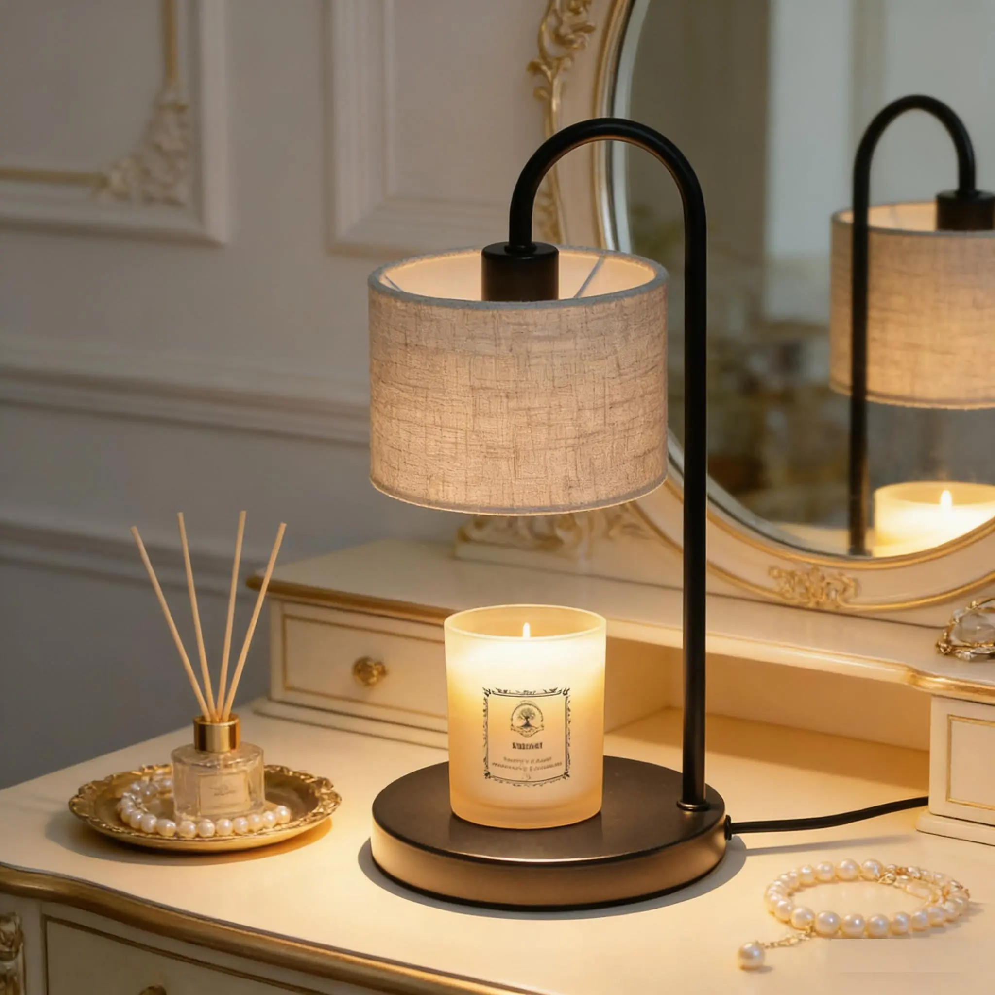 Candle Warmer Lamp with Timer & Dimmable Control, Linen Wax Melt Candle Warmer, House Warming New Home Decor, Ideal Birthday Gifts for Women Mom
