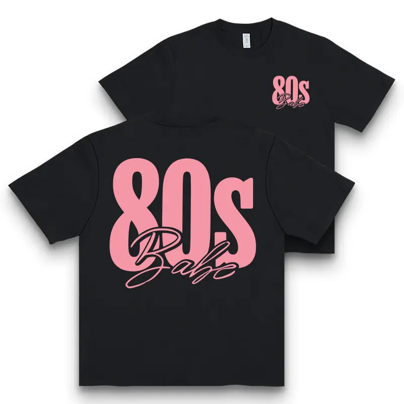 Women's Cotton Retro 80s Babe Blush Pink Printed Short-Sleeve Double-Sided Casual Streetwear T-Shirt - Cotton Candy Aesthetic, Egirl Aesthetic Vibes Tops