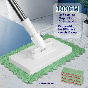 Automatic Cloth Mop No-Hand Wash Face Towel Mop Holder Lazy Multi-Functional Cleaning Cloth Disposable Towels Dust Flat Mop