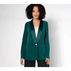 Tailored by Susan Graver Regular LK Fusion Blazer w/Satin Collar