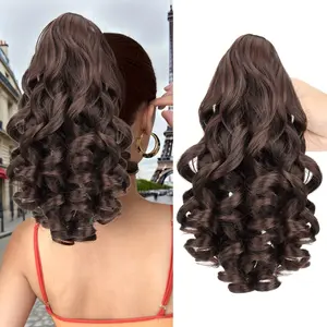 16Inch Curly Wavy Claw Clip Ponytail Hair Extensions ,Heat-Resistant Synthetic Hair, for Women Ponytail Hairpiece For Daily Use