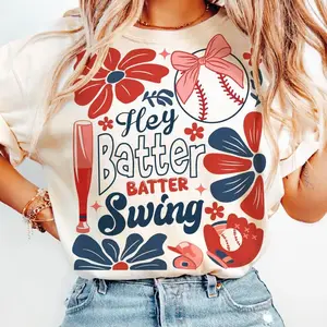 [Sale Up To 50%] Boho Baseball Batter Batter Swing Shirt, Retro Checkered Baseball Coquette T-Shirt, Gift For Mom Shirt