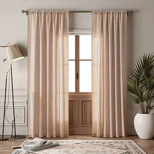 1pc Retro European Thickened Faux Linen Heavy Curtain with Pocket Design, Soft Touch for Privacy Protection, Ideal for Bedroom, Living Room, Kitchen and Balcony