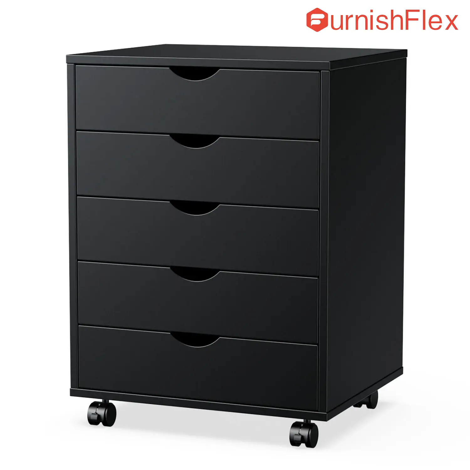 SweetFurniture 5 Drawer Chest- Dressers Storage Cabinets Wooden Dresser Mobile Cabinet with Wheels Bedroom Organizer Drawers for Office, Home officeca