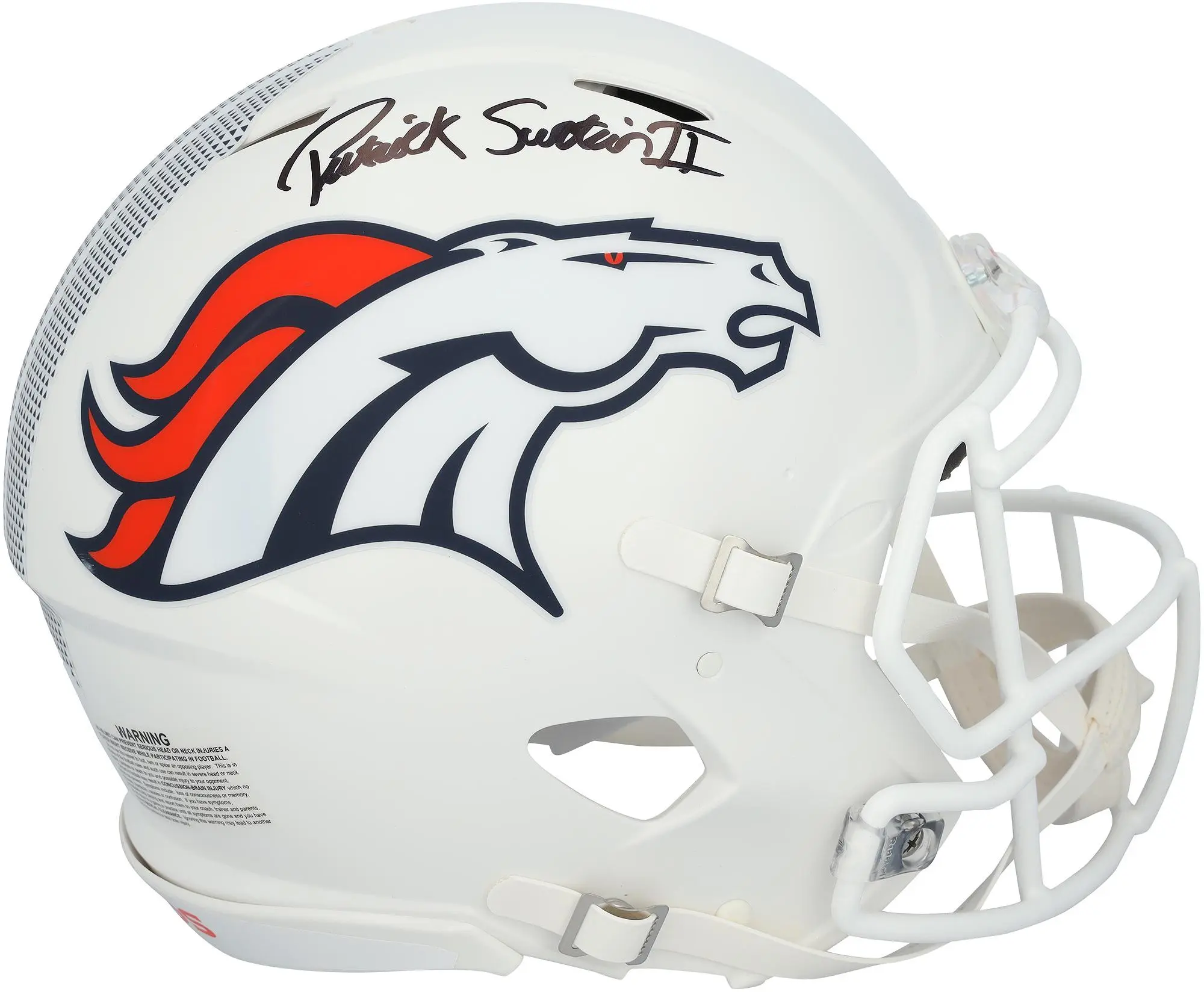 Patrick Surtain II Denver Broncos Autographed Riddell 2024 White Alternate Speed Authentic Helmet - Fanatics Authentic Certified