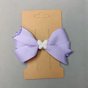 This Cute Butterfly Hair Clip - Purple Bow with White Butterfly, Alligator-Style Clip, Perfect for Special Occasions and Everyday Wear