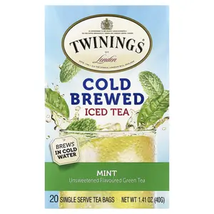 Twinings Cold Brewed Iced Tea, Green Tea, Mint, Unsweetened, 20 Single Serve Tea Bags, 1.41 oz (40 g)