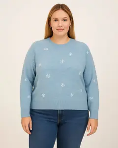 Plus Size Crewneck Snowflake Sweater