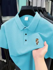 Photo Bear Golf Course Men's Polo Professional Quick Drying Elite Social Robe Men's Ice Sensing Quick Drying Polo Shirt Polyester Spandex Blended Summer Moisture wicking Sweat