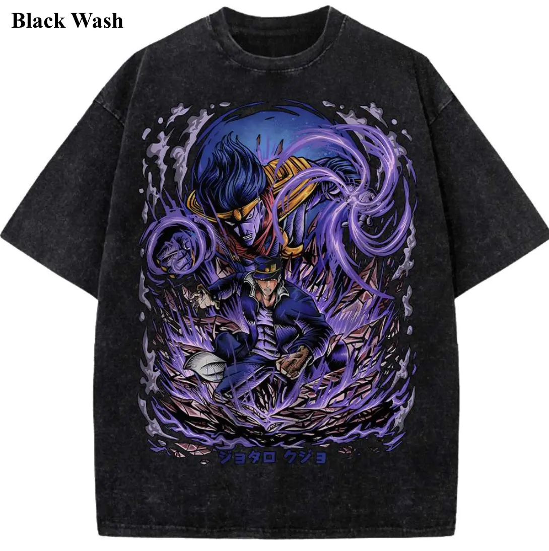 Vintage Jotaro Kujo Wash Tee, JoJo’s Bizarre Adventure Graphic Tees, Jojo Tshirt, Men's Women's T-shirt, Unisex Anime Shirt, Anime Gift, Gym Workout Shirt, Menswear Womenswear Streetwear Top Fit Oversize