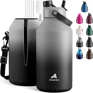 64 oz Insulated Water Bottle with 2-in-1 Straw and Spout Lid, Keep Cold 48H, Leakproof, Carrier Bag, Stainless Steel Sport Water Bottle for Men, Fitness, Outdoors, Gym and Travel (Obsidian)