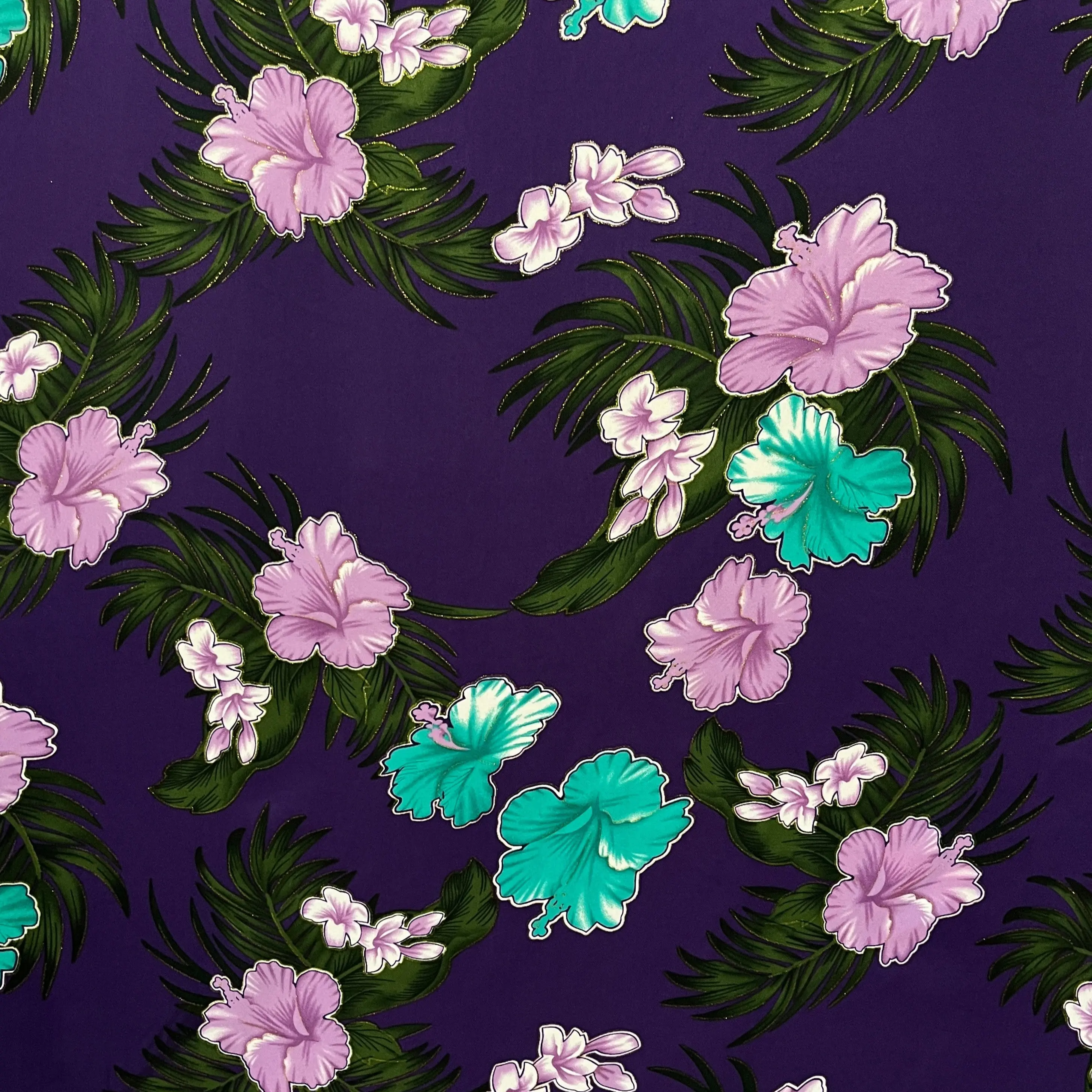 Aloha Garden Durable Polyester Glitter Floral Woven Fabric - Elegant Floral Textile for Islands-Themed Sewing, Soft Furnishings Supplies, Elegant Floral Fabric