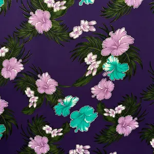 Aloha Garden Polyester Glitter Floral Patterned Woven Textile Fabric, Islands-Themed Sewing & Soft Furnishings Material, Floral Pattern