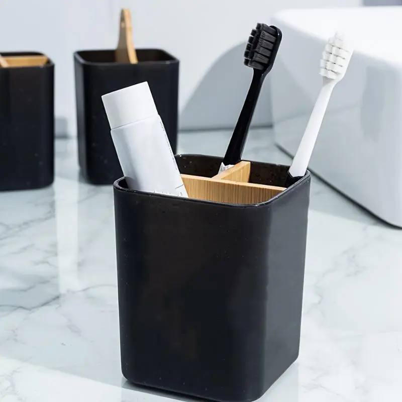 Toothbrush Holder, 3 Slots Countertop Bathroom Organizer, Multifunctional Toothbrush Toothpaste Storage Rack, Bathroom Accessories, Bathroom Organizing Accessories, Bathroom Decor Supplies