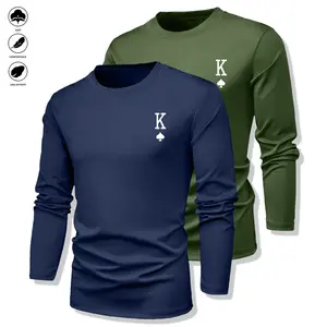 Men's sports top set, long-sleeve casual crewneck T-shirt, outdoor fitness activewear, cool, quick-dry fabric suitable for everyday workouts, running, and home wear