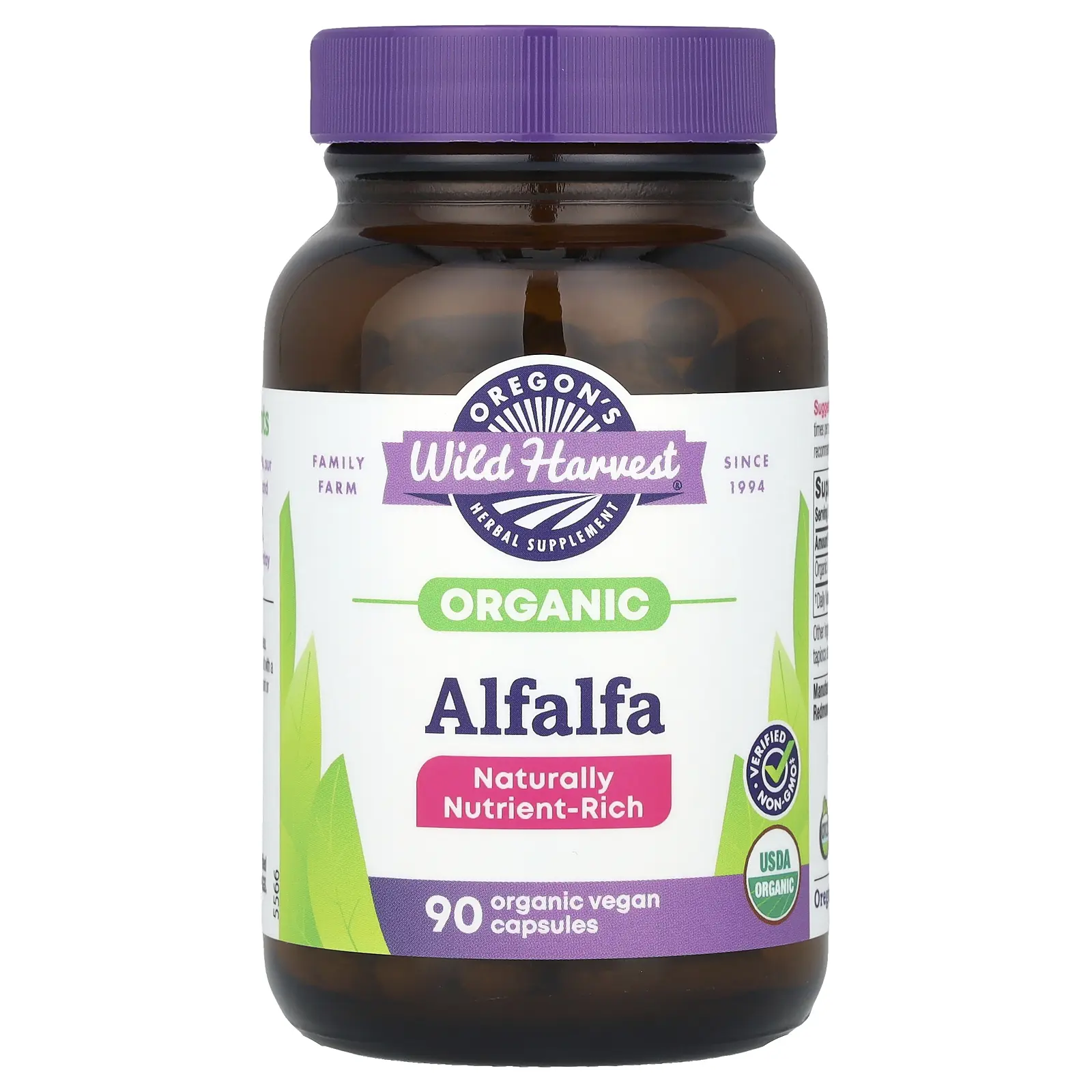 Oregon's Wild Harvest Organic Alfalfa, 90 Organic Vegan Capsules (400 mg per Capsule)