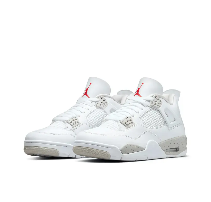 White Retro Basketball Sneakers With Speckled Grey Midsole, air cushion delivers gentle shock absorption for casual daily street looks