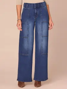 "Ab"solution® Skyrise Double Waistband Drop In Pocket Wide Leg Jeans