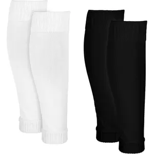 2 Pairs Soccer Sleeve Socks Shin Guard Sleeves Pre Cut Soccer Socks White Black Cross Leg Sleeves for Men Women Elastic Football Leg Sleeve for Football Basketball Running