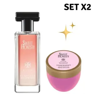 Sweet Honesty Set x2 Eau de Cologne & Body Cream Soft Romantic Floral Scent for Women Classics Collection Avon